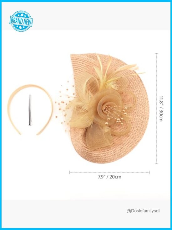 Fascinator Hat with Feathers and Veil Tea Party Church Wedding Headpiece main image 3